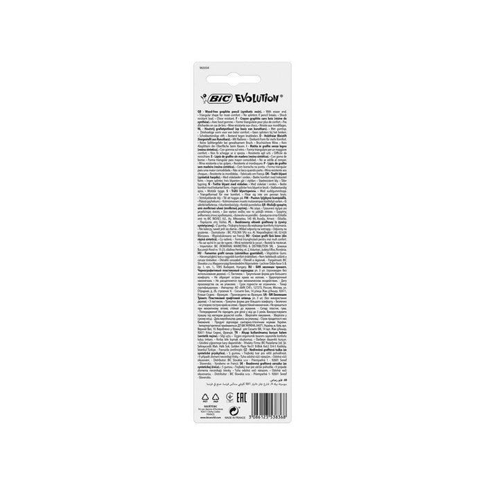 PENCIL WITH ERASER TRIANGULAR EVOLUTION 3 PCS. BIC