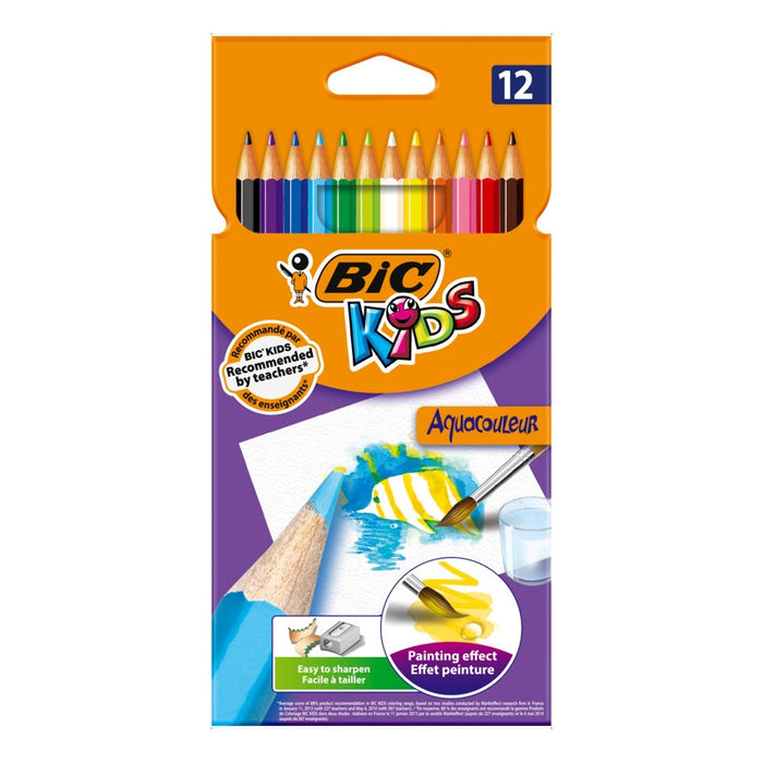 WATERCOLOR PENCILS 12 COLORS BIC