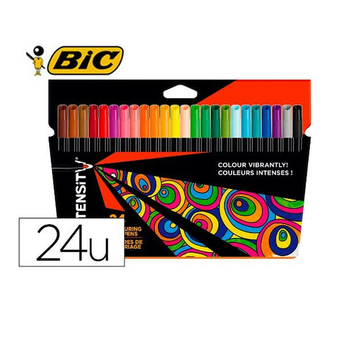 Set of Felt Tip Pens Bic 978035 Black Multicolour 24 Pieces