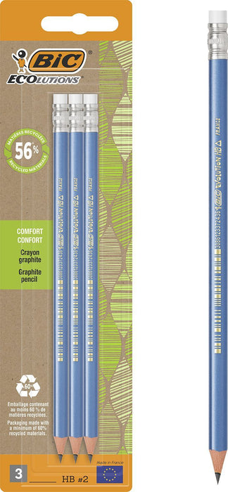PENCIL WITH ERASER TRIANGULAR EVOLUTION 3 PCS. BIC