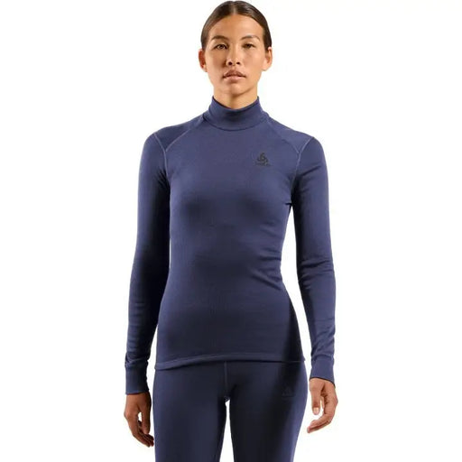 Bielizna termoaktywna z długim rękawem Odlo BL TOP turtle neck l/s ACTIVE WARM roz. M Niebieska - Thermoactive