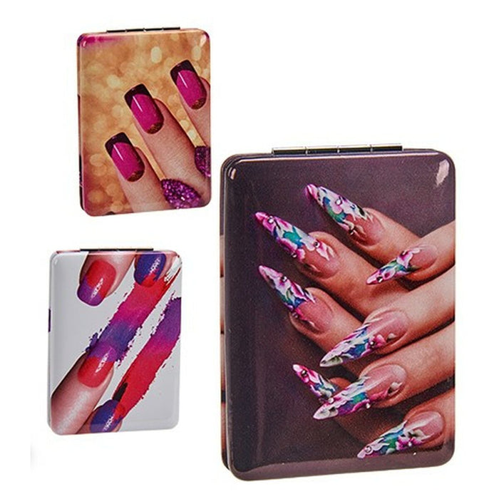 Magnifying Mirror Crystal Plastic Nails 2,5 x 8,5 x 6,2 cm Foldable (12 Units)