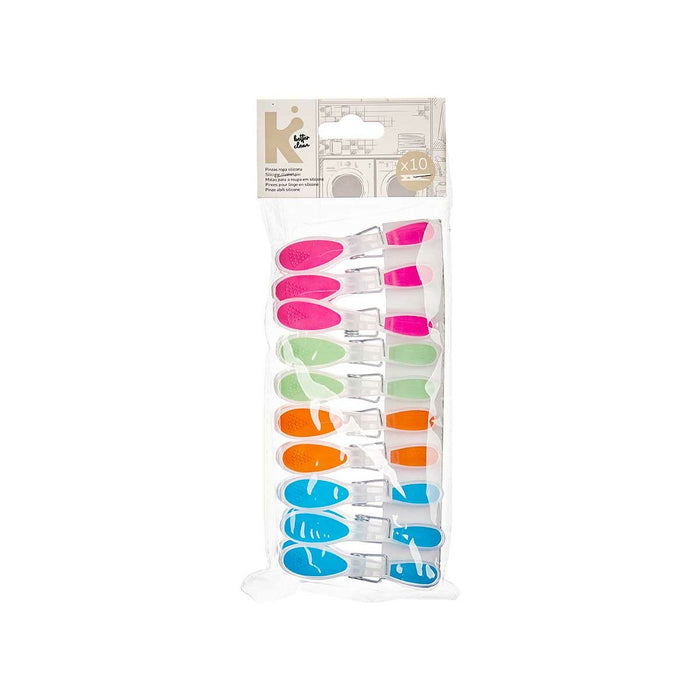 Clothes Pegs Multicolour Metal Silicone Plastic 8,5 x 4 x 1 cm (12 Units)
