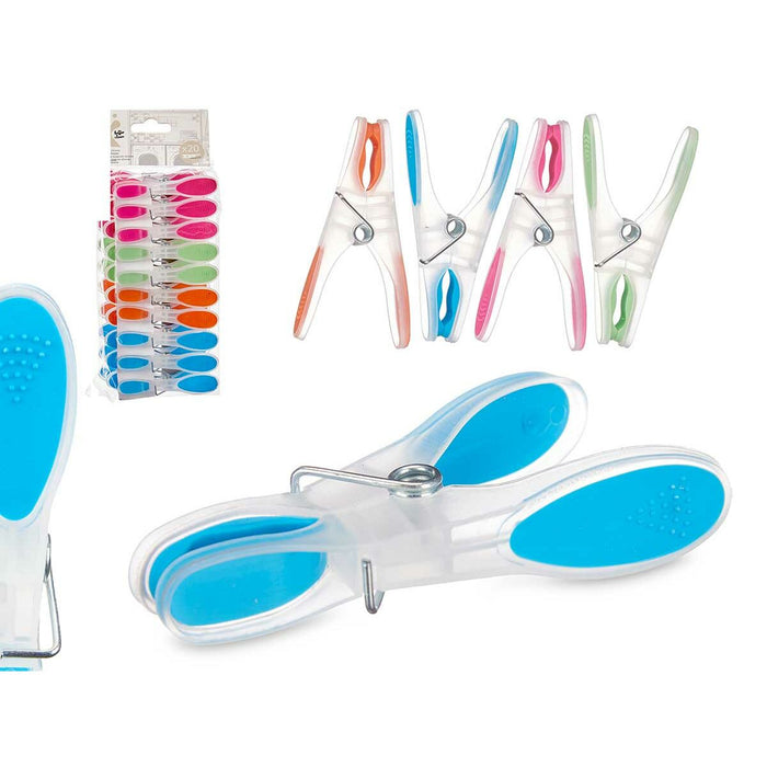 Clothes Pegs Multicolour Metal Silicone Plastic 8,3 x 3,5 cm (12 Units)