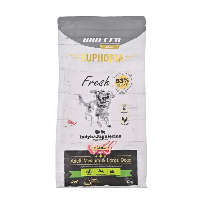 BIOFEED Euphoria Fresh Adult Medium & Large Turkey with lamb - dry dog food - 2kg - Dry foodDLP-KAS<<<For
