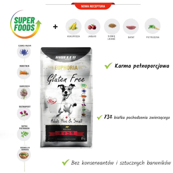 BIOFEED Euphoria Gluten Free Adult mini & small Beef - dry dog food - 12kg - Dry foodDLP-KAS<<<For the dogDLP<<<ActionPL