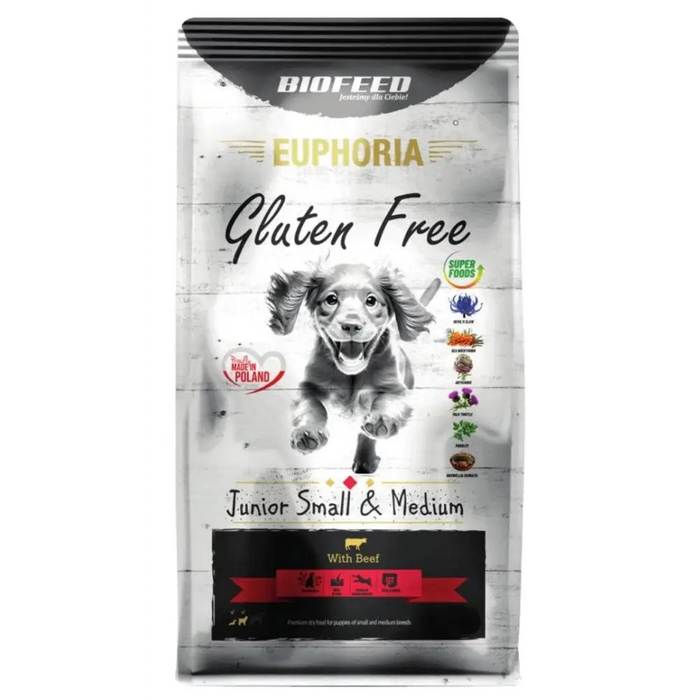 BIOFEED Euphoria Gluten Free Junior small & medium Beef - dry dog food - 12kg - Dry foodDLP-KAS<<<For
