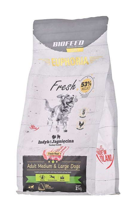 BIOFEED Euphoria Fresh Adult Medium & Large Turkey with lamb - dry dog food - 2kg