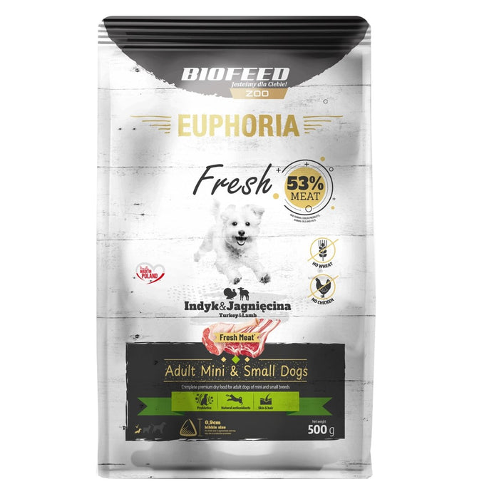 BIOFEED Euphoria Fresh Adult Turkey and lamb XS/S - dry dog food - 500g
