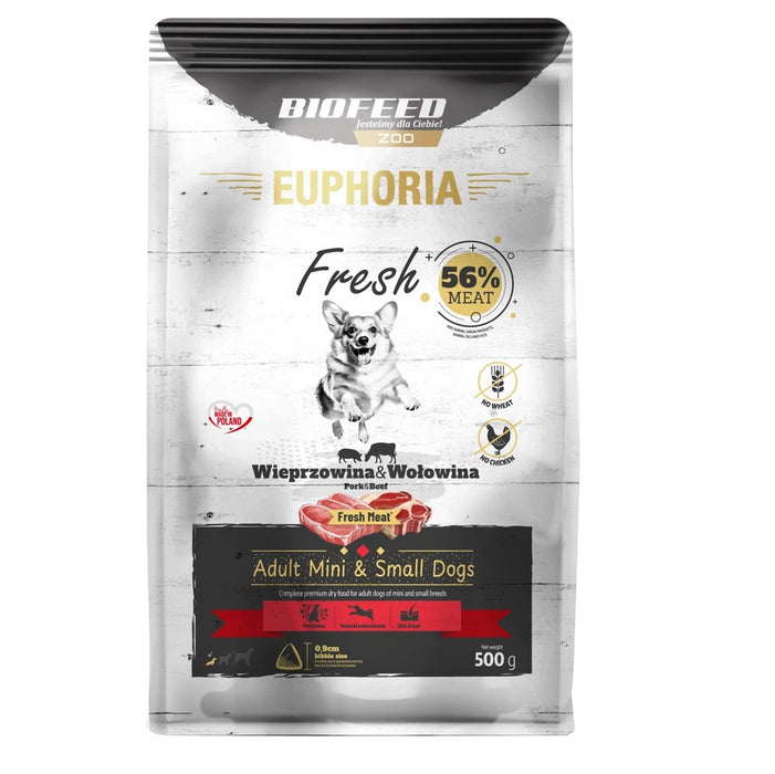 BIOFEED Euphoria Fresh Adult Pork and beef XS/S - dry dog food - 500g