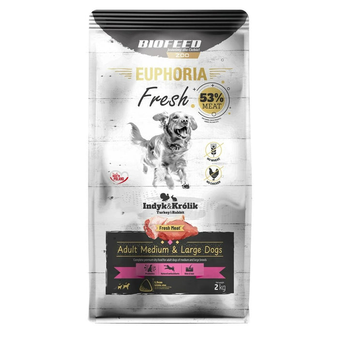 Fodder Biofeed Euphoria Adult Medium & Large dogs Turkey with rabbit Turkey 2 Kg Adult 2,3 Kg