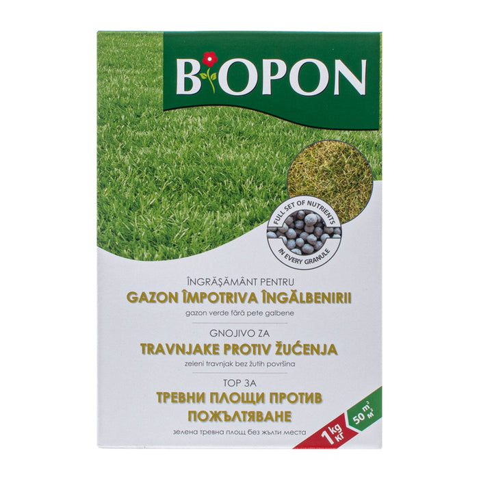 SOLID FERTILIZER FOR GRASS CARPETS AGAINST YELLOWING 1KG BIOPON