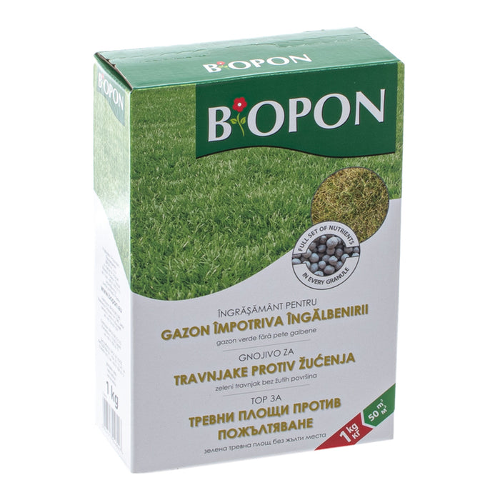 SOLID FERTILIZER FOR GRASS CARPETS AGAINST YELLOWING 1KG BIOPON