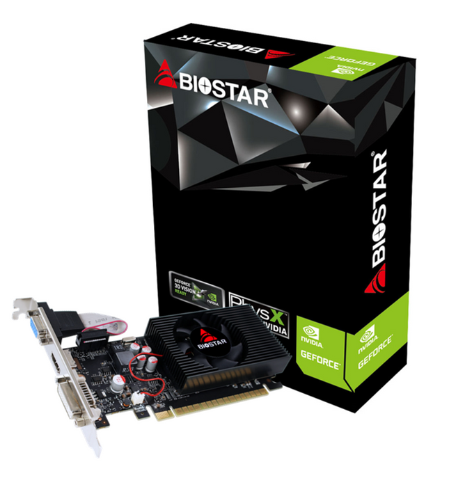 Video card BIOSTAR GeForce GT730, 2GB, GDDR3, 128 bit, DVI-I, D-Sub, HDMI