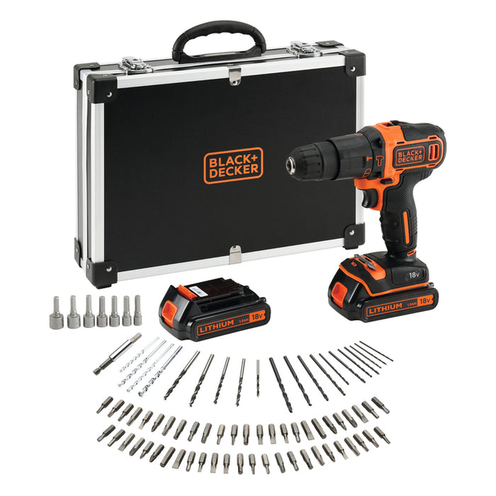 CORDLESS IMPACT DRILL WITH TWO BATTERIES 1.5 AH AND CHARGER BLACK&DECKER BDCHD18BAFC-QW 18 V, 40.00 nm, NUMBER OF BATTERIES 2, 1.50 Ah, CASE