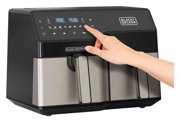 Black & Decker BXAF9000E Double 9 L Stand-alone 2500 W Hot air fryer Black, Stainless steel