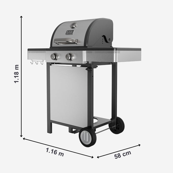 Black+Decker BXOG7200E gas grill, 2 burners x 3.6 kW