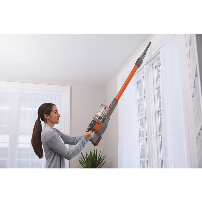 Black & Decker BHFEV182C-QW stick vacuum/electric broom 2-in-1 stick vacuum Battery Dry Bagless Orange, Titanium 2 Ah