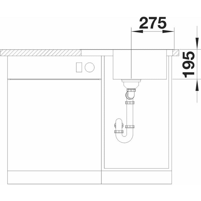 KITCHEN SINK BLANCO DINAS 45S MINI LEFT 60X50 CM.