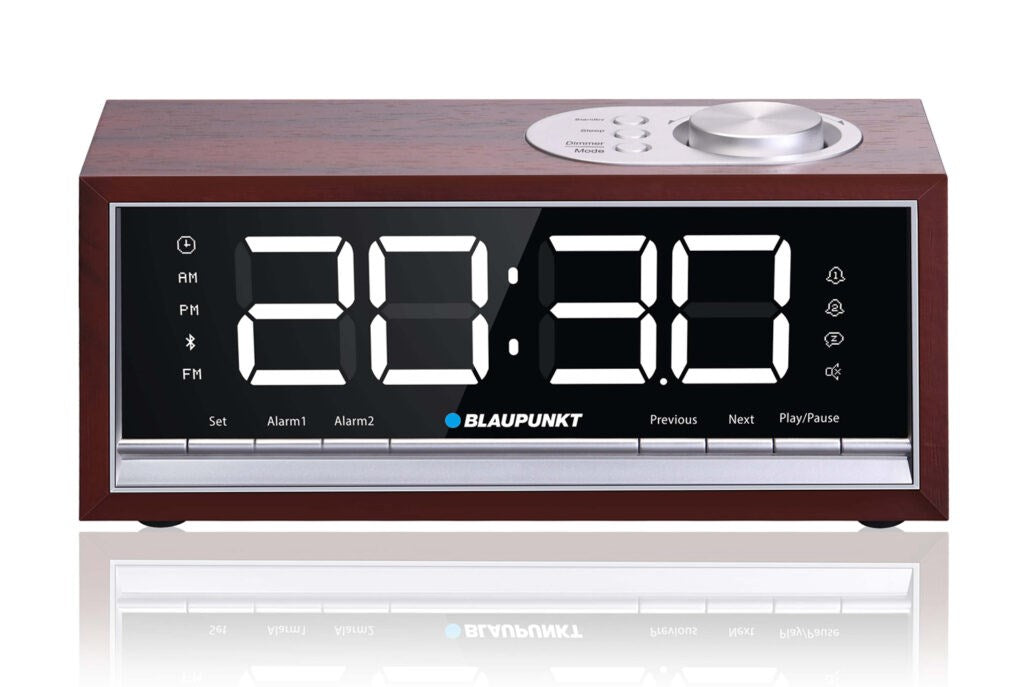 BLAUPUNKT CR60BT Bluetooth Radio Alarm Clock, brown wood