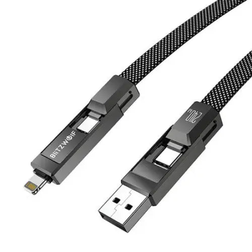 Blitzwolf BW-HDC7 4-in-1 USB + C + Lightning cable 240W 1.2m (black) - Combo Cables<<<USB cables<<<GSM
