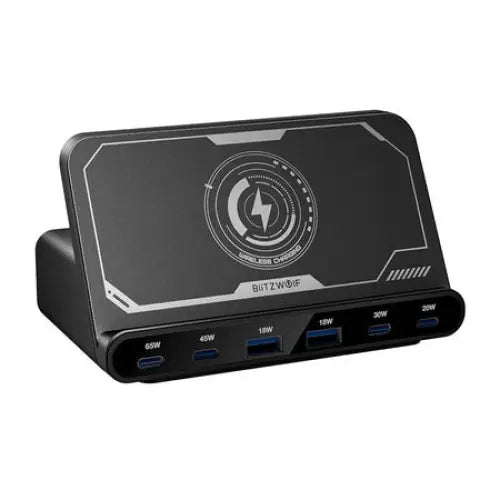 Blitzwolf BW-S27 160W 2xUSB-A 4xUSB-C 15W wireless charger (black) - mains chargers<<<Chargers<<<GSM