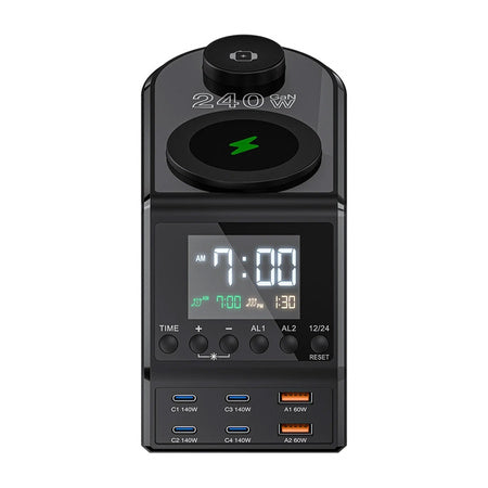 Blitzwolf BW-FW10 alarm clock with charger 2xUSB-A, 4xUSB-C, 240W