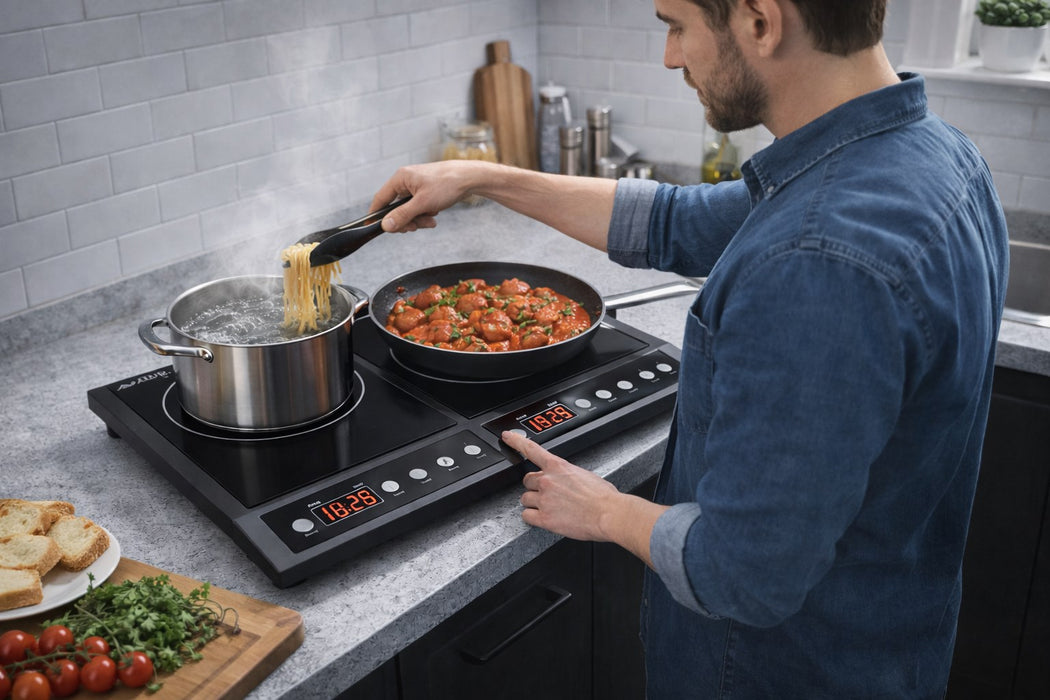 Induction cooker, two-burner adjustable hob, 2000W + 2000W BLOW