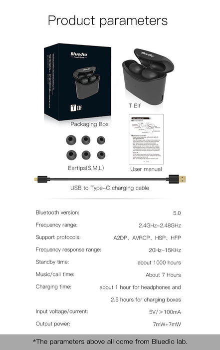 Bluedio T-elf Wireless bluetooth headset TWS stereo microphone with Powerbank - Wireless Earphones and Headphones