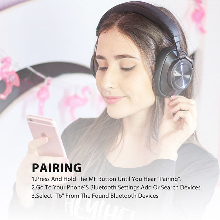 Bluedio T6 Bluetooth 5.0 ANC Foldable Wireless Headphones - Wireless Earphones