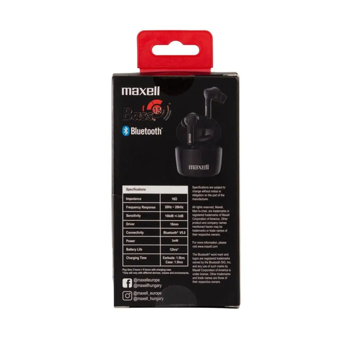 Bluetooth headphones Maxell Bass13 TWS True Wireless Bluetooth 5.0 Black - Bluetooth слушалки<<<Мобилни телефони и