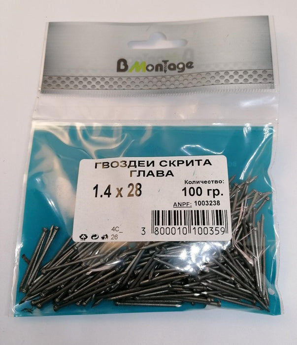 NAILS HIDDEN HEAD 1.4X28 100GR BM