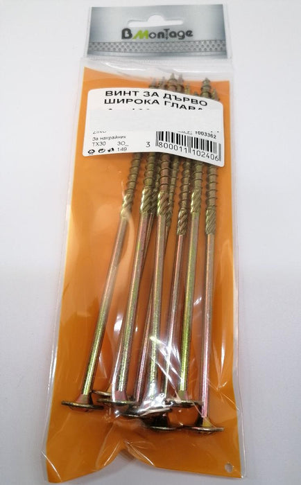 WIDE HEAD WOOD SCREW 6X100 TX 10 PCS