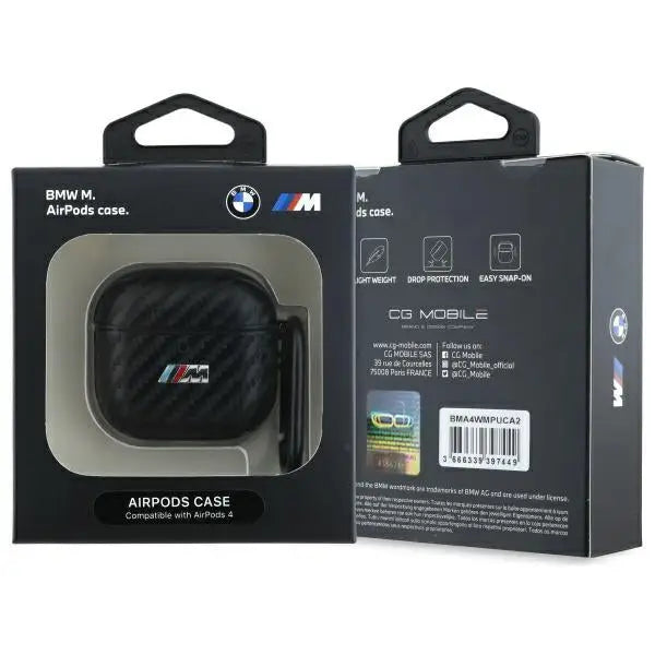 BMW BMA4CMPUCA AirPods 4 cover black/black PU Carbon M Collection - Cell phone cases and covers<<<HurtelXML