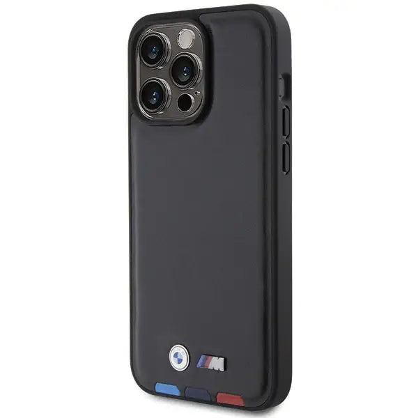 BMW BMHCP15X22PTDK iPhone 15 Pro Max 6.7’’ black/black Leather Stamp Tricolor - Cell phone cases and covers<<<HurtelXML