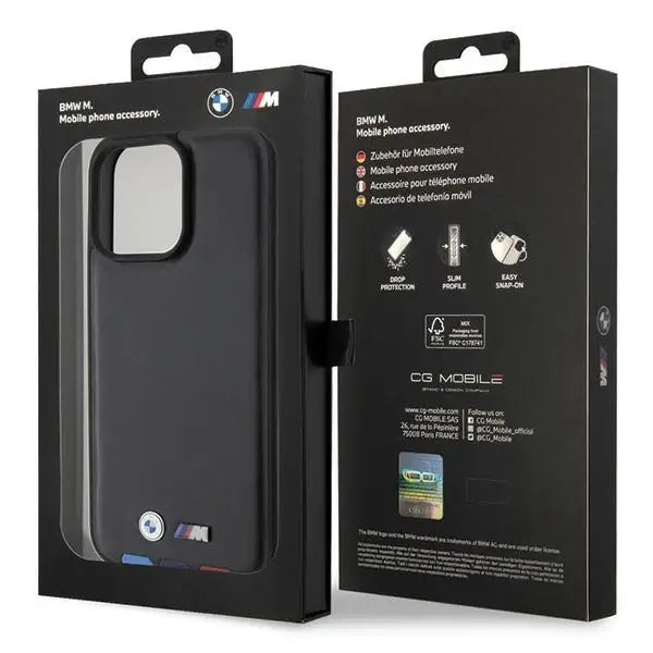 BMW BMHCP15X22PTDK iPhone 15 Pro Max 6.7’’ black/black Leather Stamp Tricolor - Cell phone cases and covers<<<HurtelXML