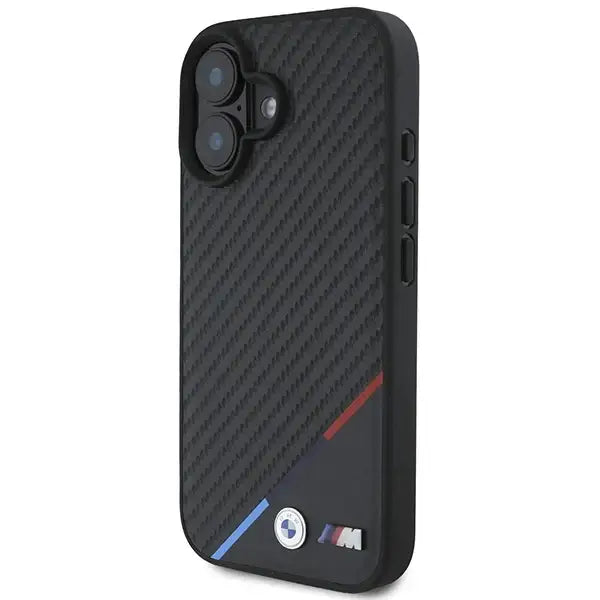 BMW Carbon Tricolor Line MagSafe iPhone 16 Plus Case - Black - Cell phone cases and covers<<<HurtelXML