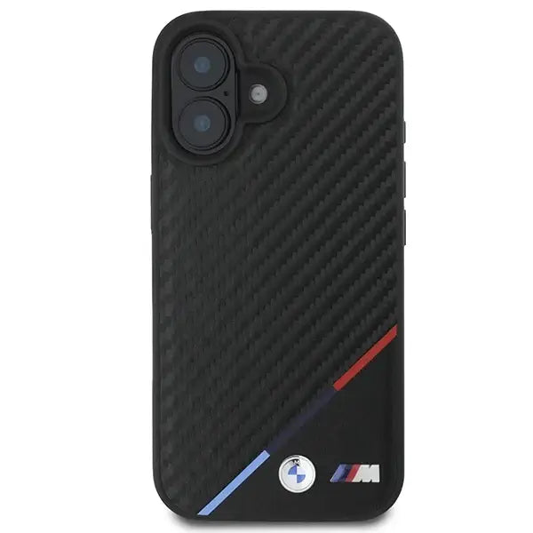 BMW Carbon Tricolor Line MagSafe iPhone 16 Plus Case - Black - Cell phone cases and covers<<<HurtelXML
