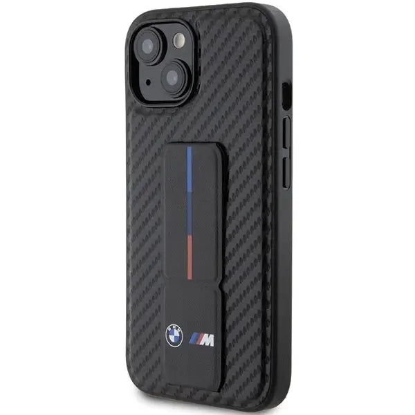 BMW Grip Stand Smooth & Carbon case for iPhone 15 - black - Cell phone cases and covers<<<HurtelXML