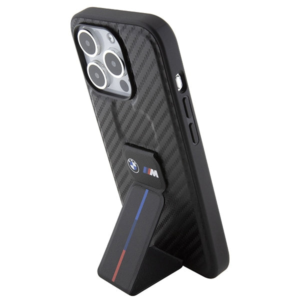 BMW Grip Stand Smooth & Carbon case for iPhone 15 Pro - black - Cell phone cases and covers<<<HurtelXML