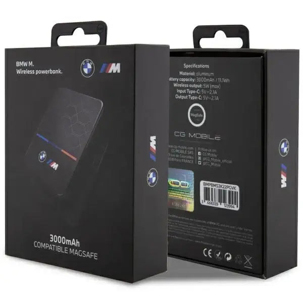 BMW Inductive Power Bank BMPBMS3K22PGVK 5W 3000mAh + cable black/black M Collection MagSafe - Cell phone cases