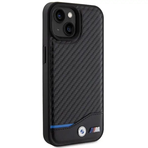 BMW Leather Carbon case for iPhone 15 - black - Cell phone cases and covers<<<HurtelXML
