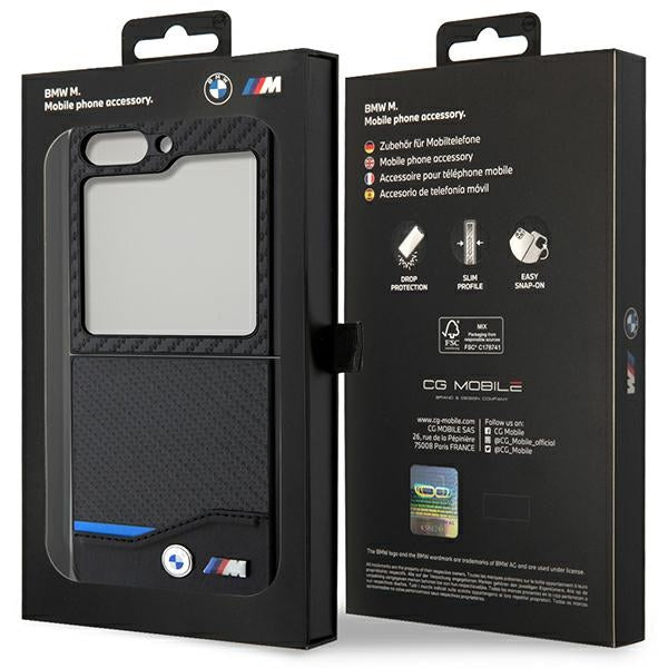 BMW Leather Carbon case for Samsung Galaxy Z Flip 5 - black - Cell phone cases and covers<<<HurtelXML