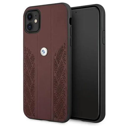 BMW Leather Curve Perforate Case for iPhone 11 / Xr - Red - Cell phone cases and covers<<<HurtelXML
