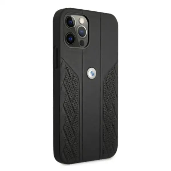BMW Leather Curve Perforate Case for iPhone 12 / iPhone 12 Pro - Black - Cell phone cases and covers<<<HurtelXML