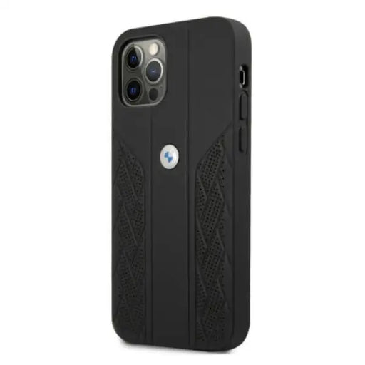 BMW Leather Curve Perforate Case for iPhone 12 / iPhone 12 Pro - Black - Cell phone cases and covers<<<HurtelXML