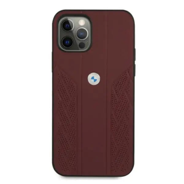 BMW Leather Curve Perforate Case for iPhone 12 / iPhone 12 Pro - Red - Cell phone cases and covers<<<HurtelXML