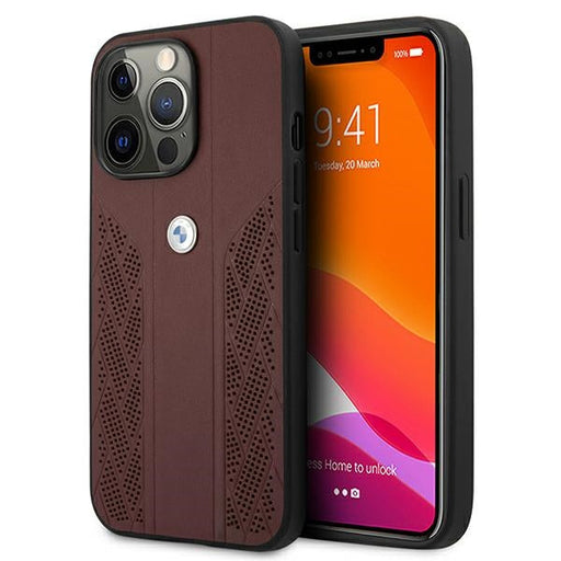 BMW Leather Curve Perforate Case for iPhone 13 Pro / iPhone 13 - Red - Cell phone cases and covers<<<HurtelXML