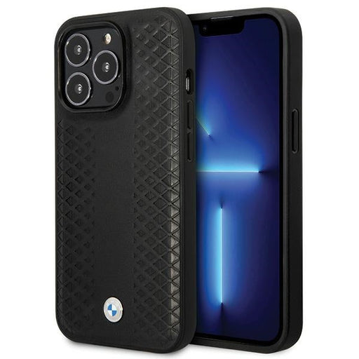 BMW Leather Diamond Pattern case for iPhone 14 Pro - black - Cell phone cases and covers<<<HurtelXML