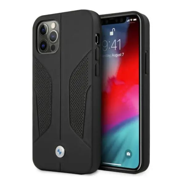 BMW Leather Perforated Sides Case for iPhone 12 Pro Max - Black - Cell phone cases and covers<<<HurtelXML